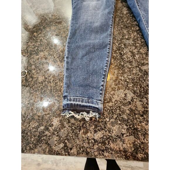 Spanx Distressed Ankle Skinny Jeans, Medium Wash Denim Raw Hem Jeggings Sz Large - Picture 3 of 9